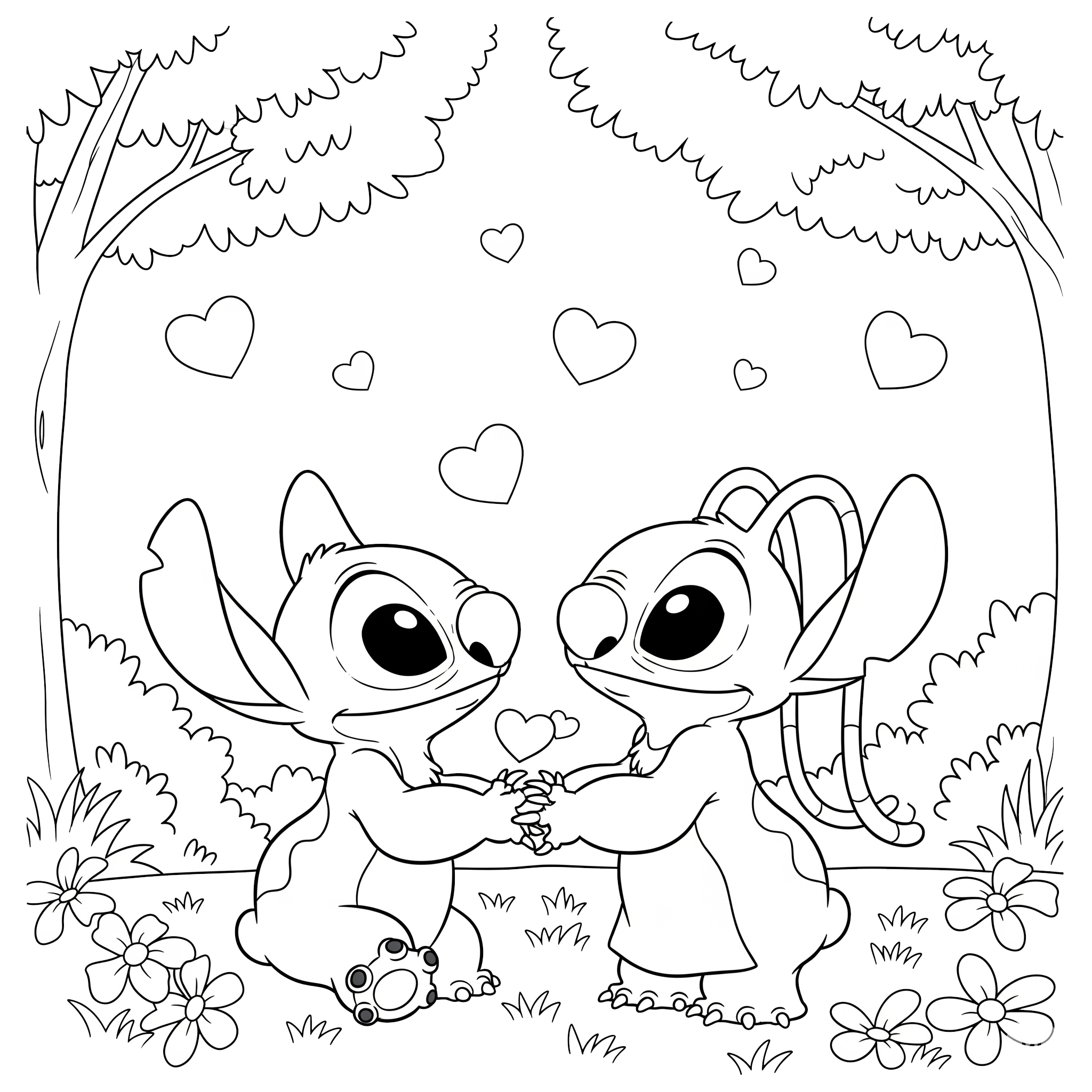 coloriage Stitch et Angel pour enfant gratuit 1