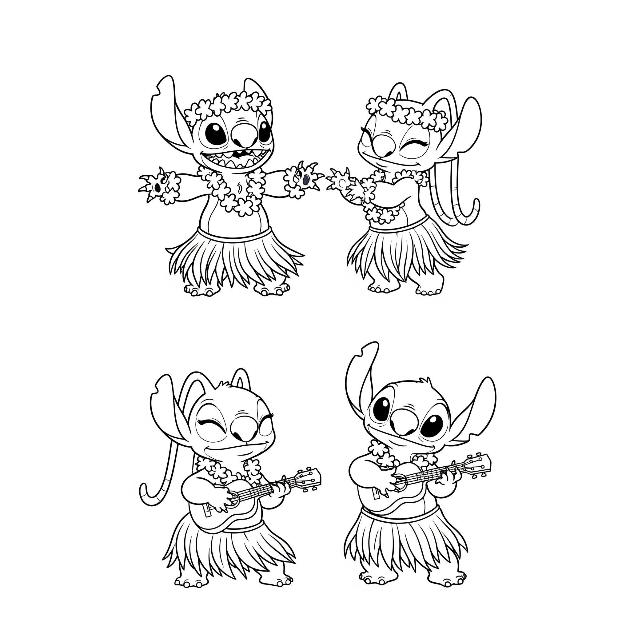 coloriage Stitch et Angel à imprimer pour enfant de 4 ans