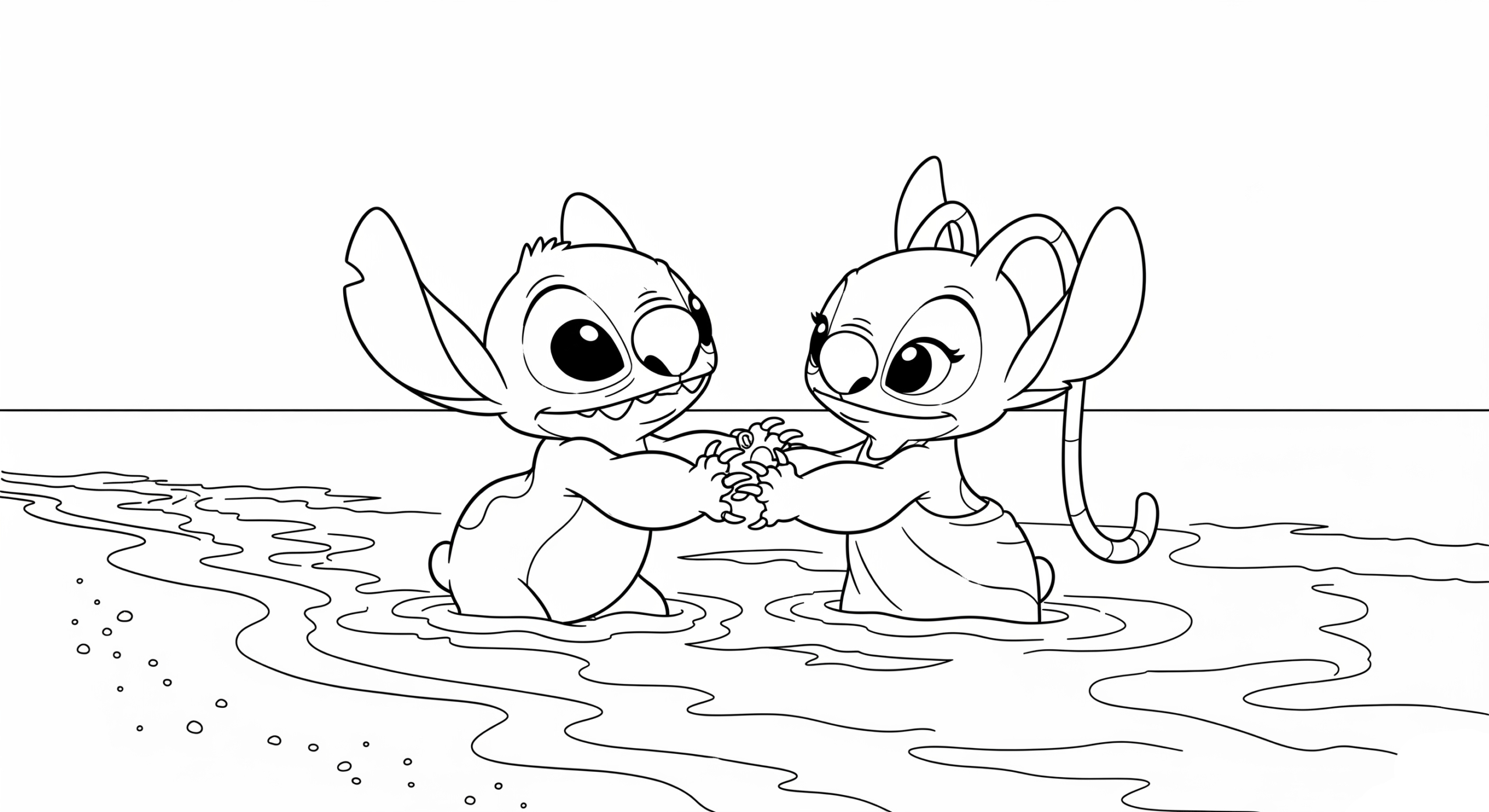 coloriage Stitch et Angel pour enfant a imprimer gratuit