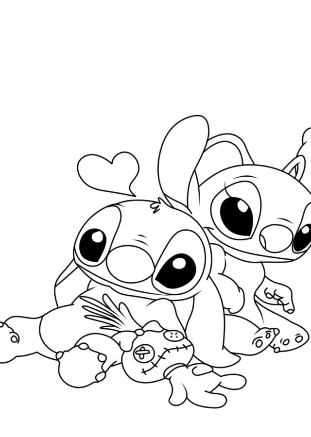 coloriage Stitch et Angel a imprimer gratuitement