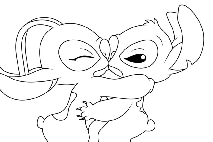 imprimer coloriage Stitch et Angel gratuit