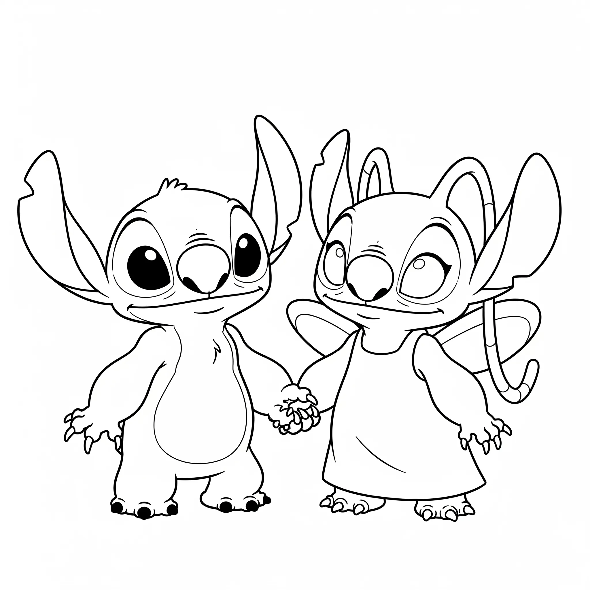 a imprimer coloriage Stitch et Angel se tenant la main gratuit