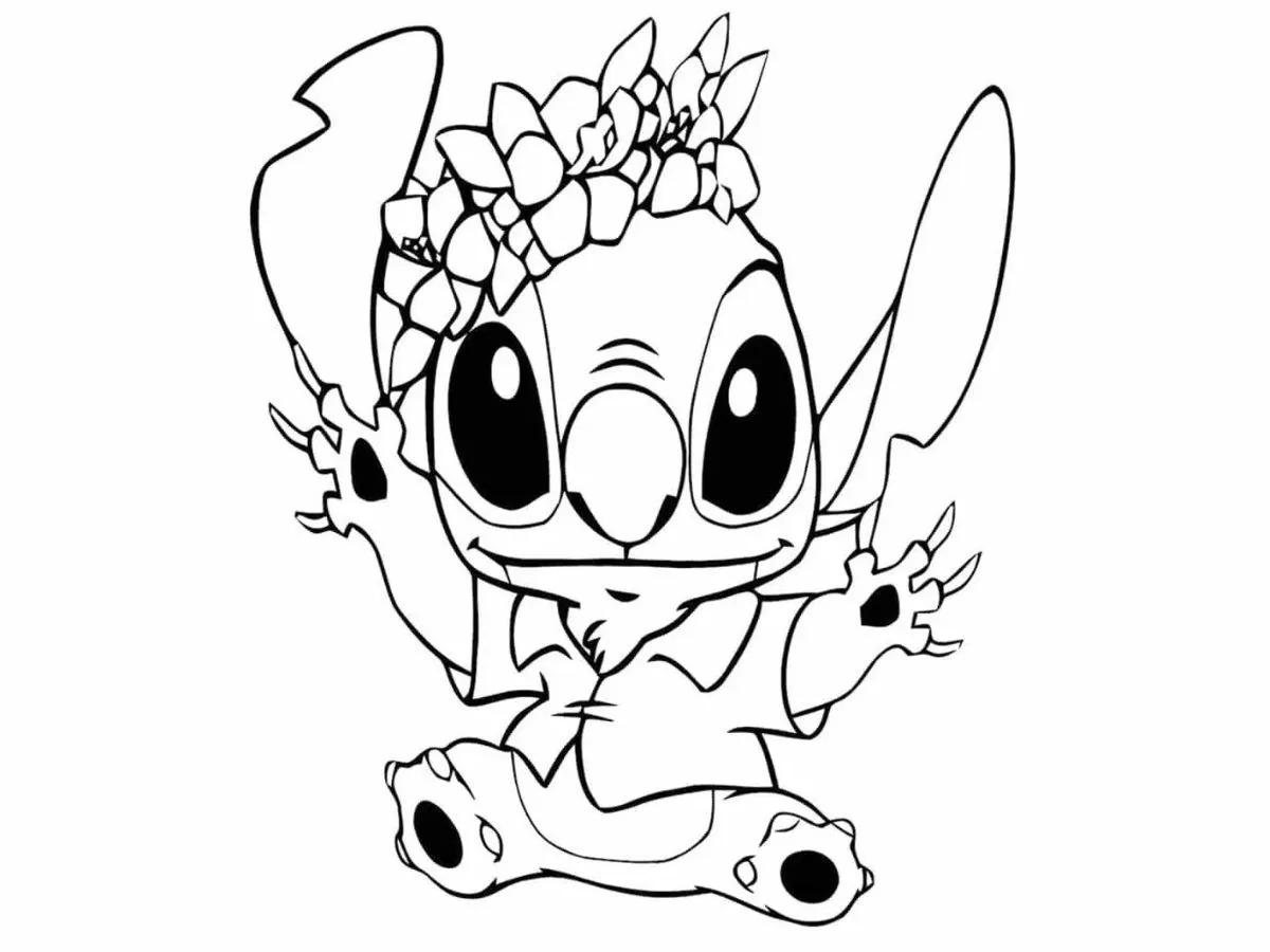 imprimer coloriage Stitch et Lilo pour enfant