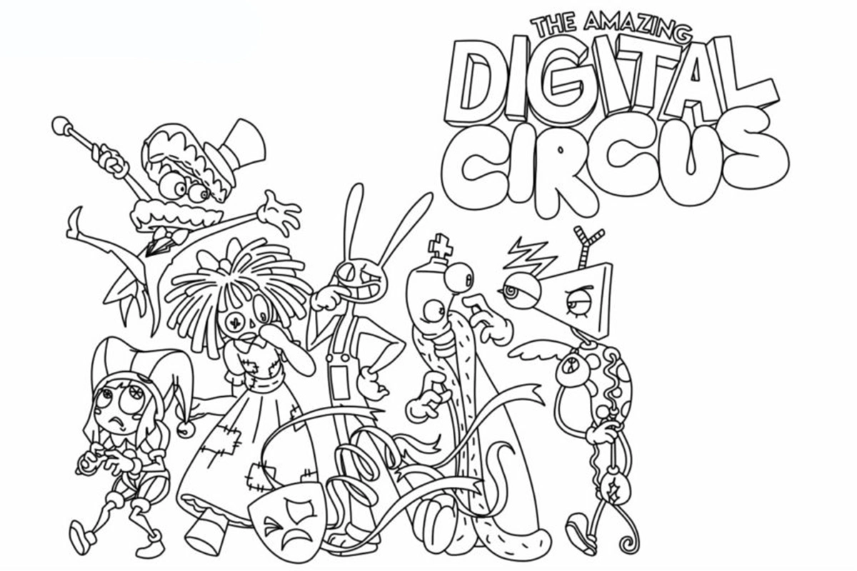 coloriage The Amazing Digital Circus pour enfant a imprimer gratuit