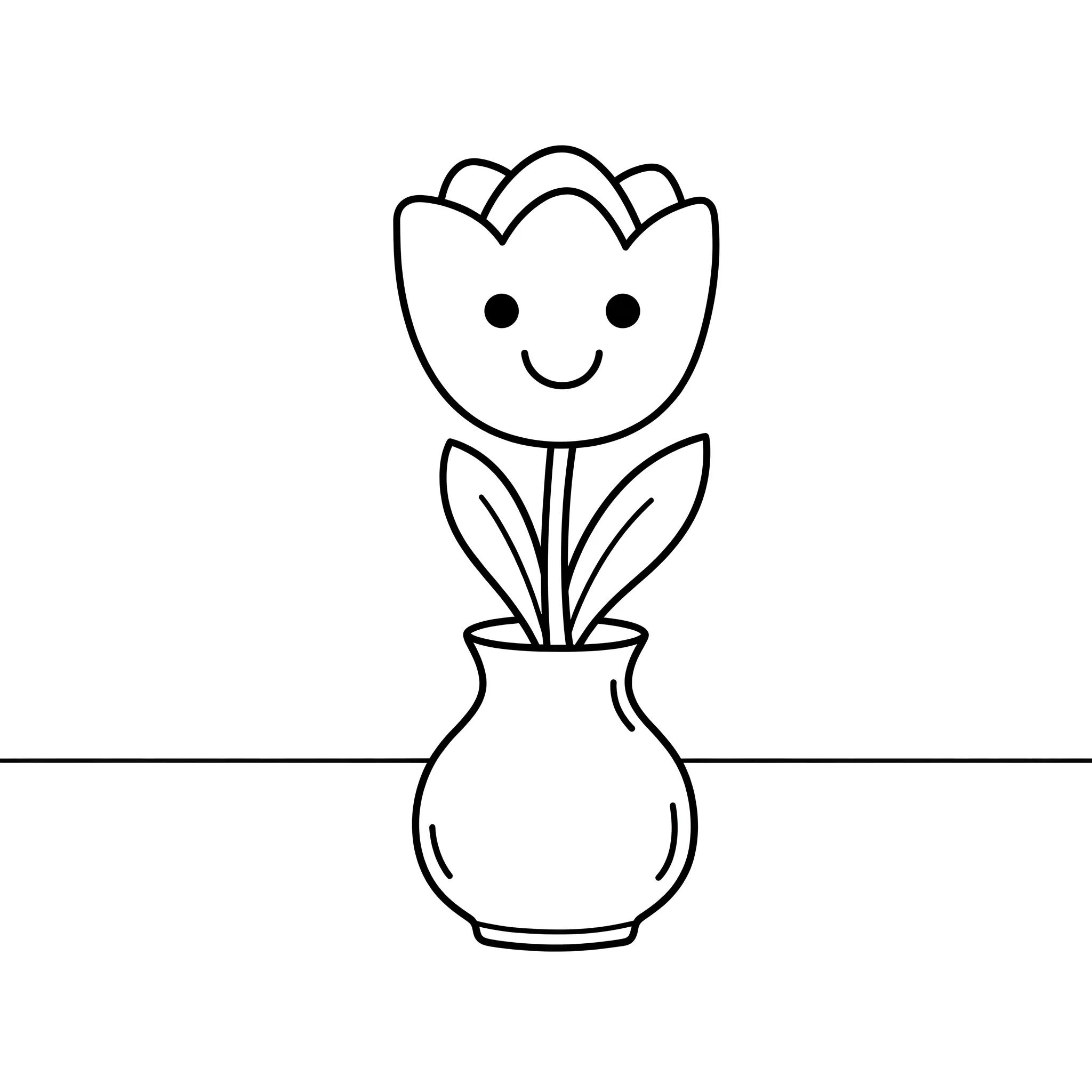 coloriage Tulipe dans un vase pour enfant de 4 ans