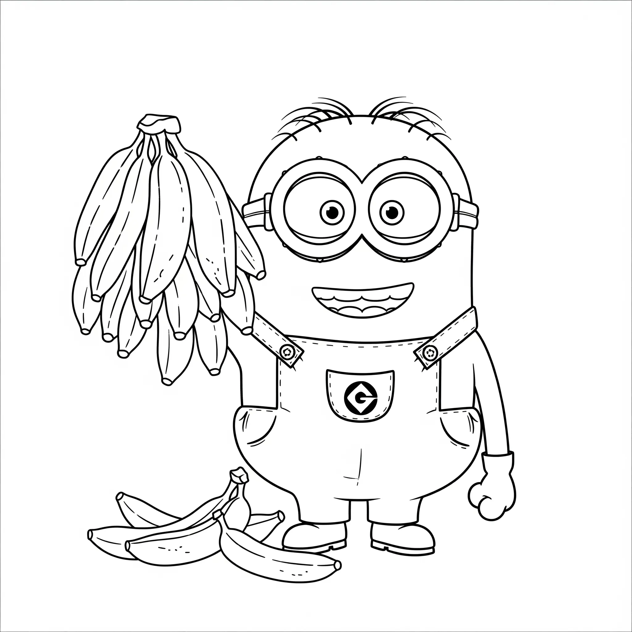 coloriage Un Minion Géant avec des Bananes et dessins