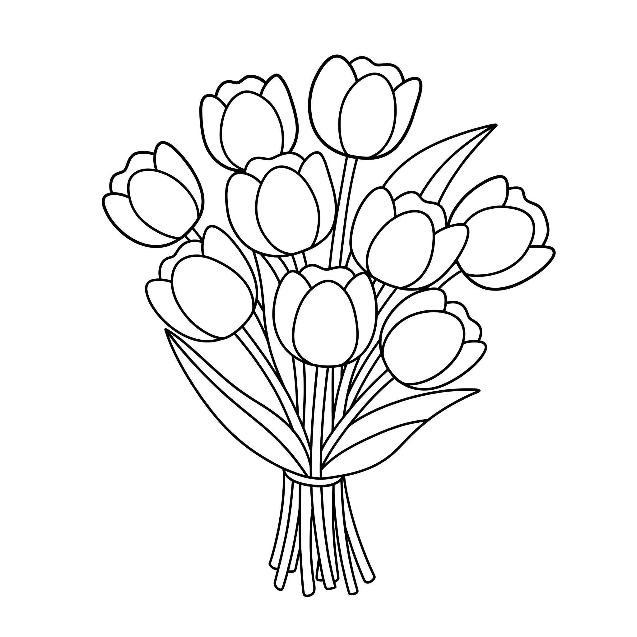 imprimer coloriage Un bouquet de tulipes gratuit