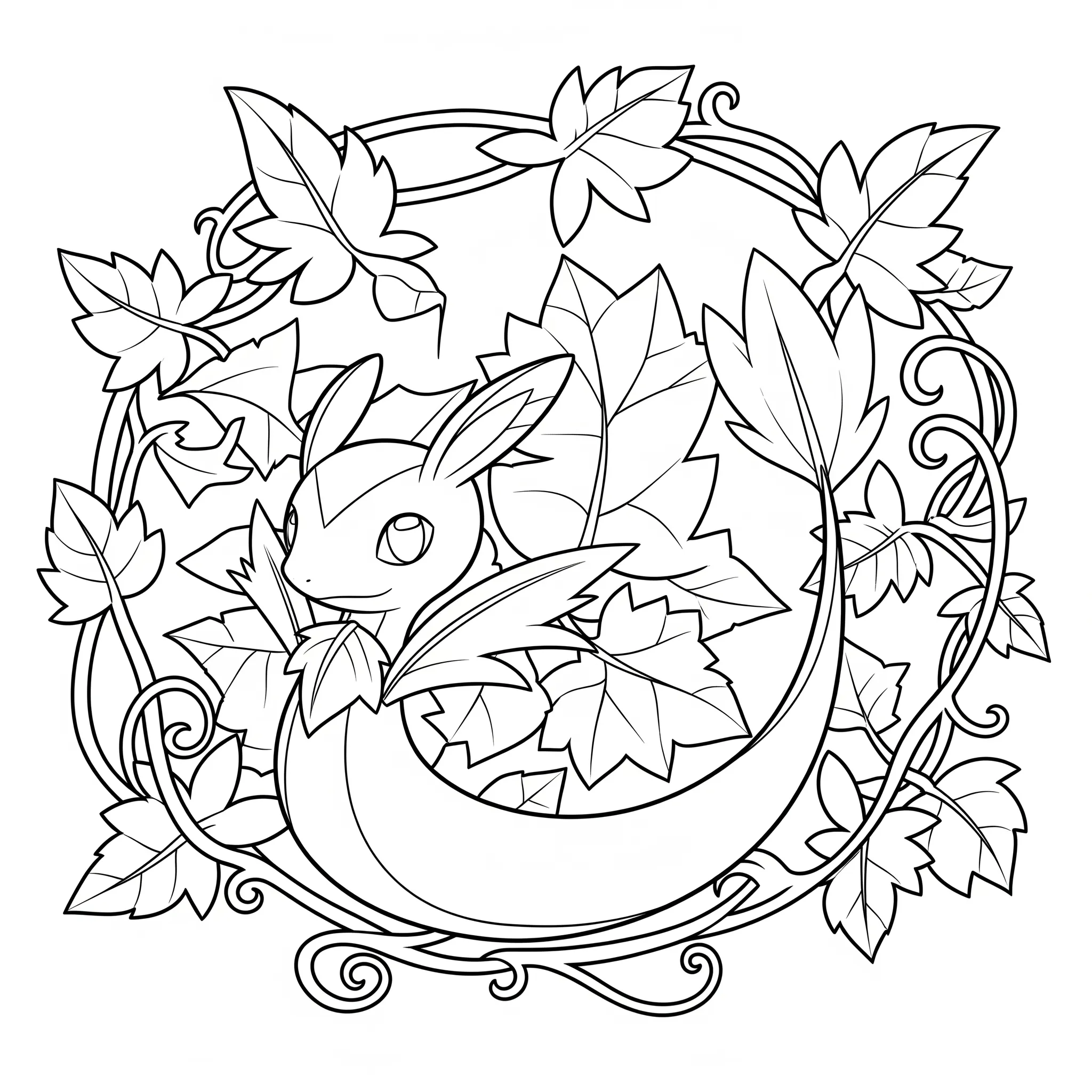 coloriage Vipélierre avec un fond de feuilles et de vignes à imprimer