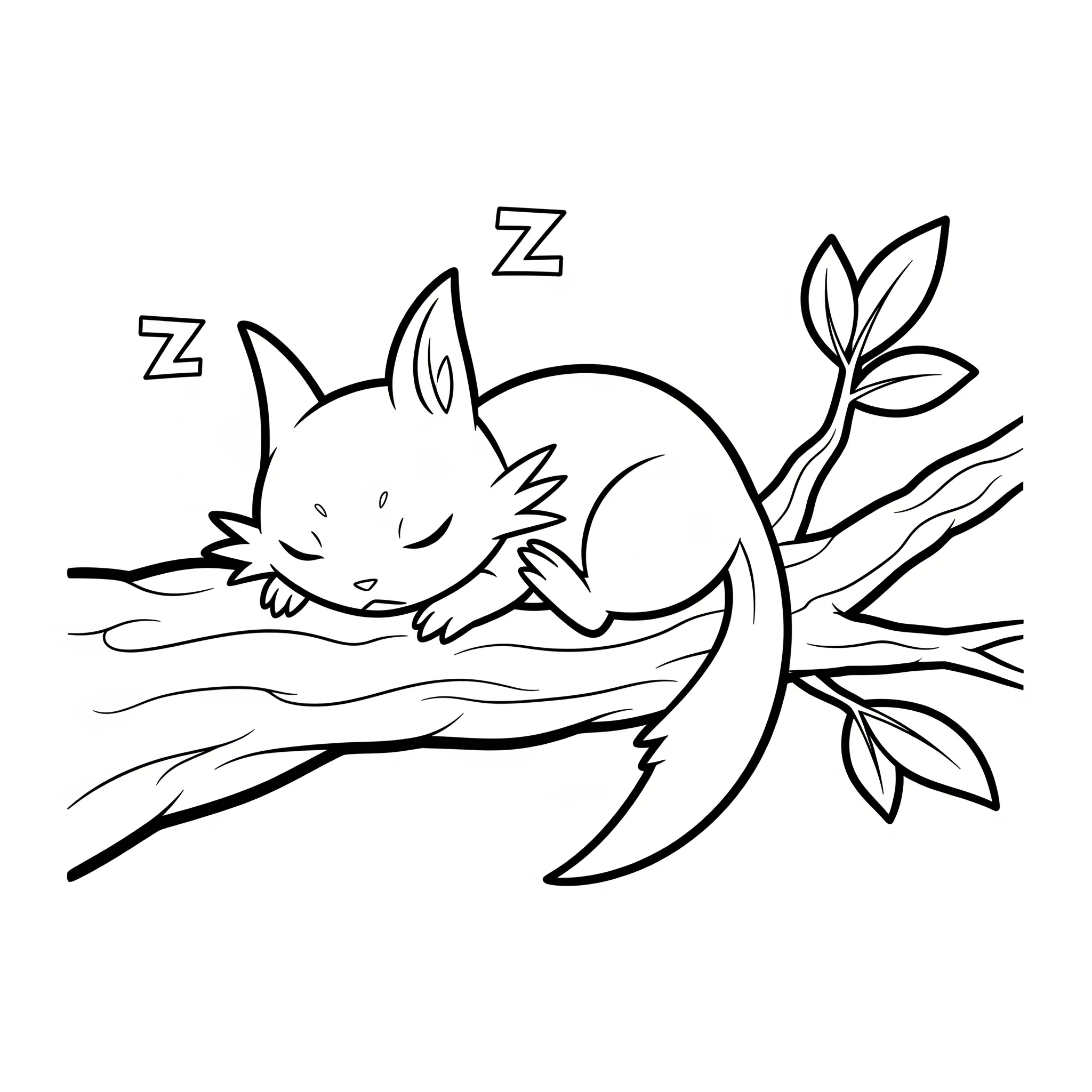 coloriage Vipélierre dormant sur une branche d’arbre à imprimer gratuitement