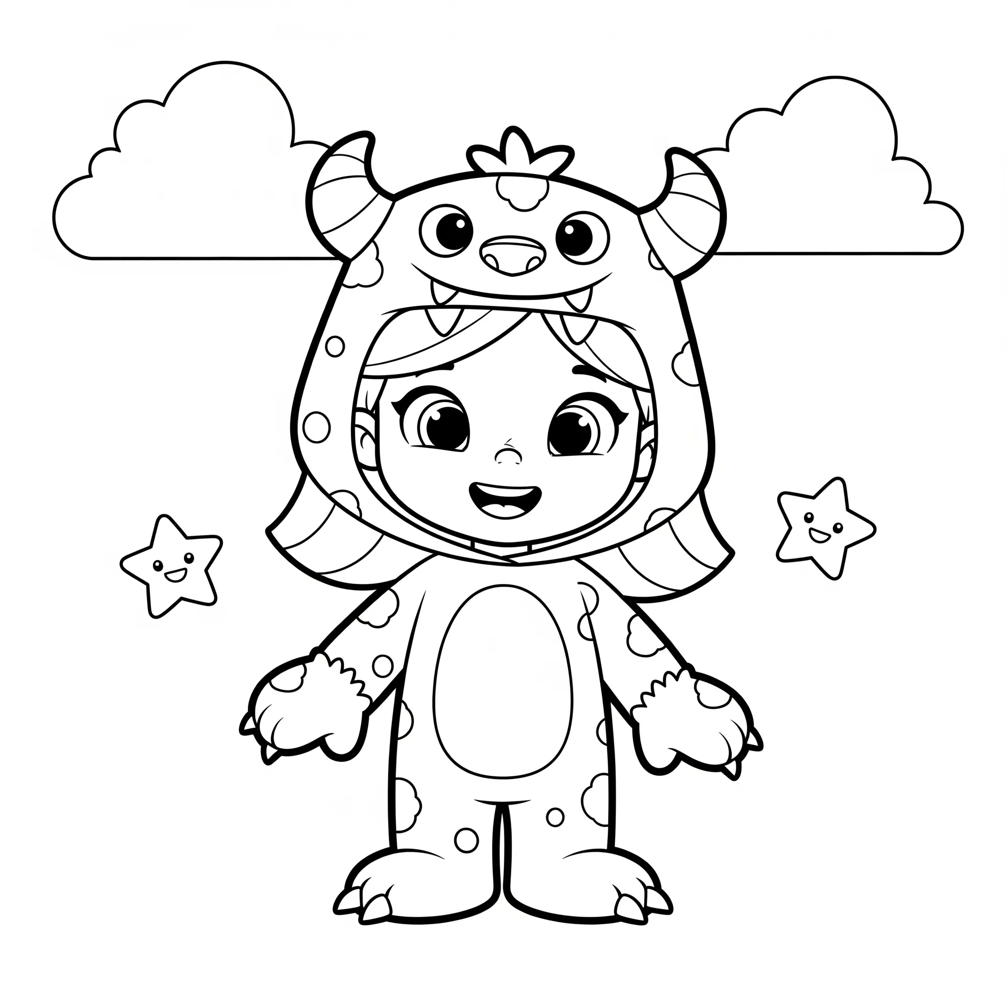 coloriage Adèle déguisée en monstre gentil pour enfants