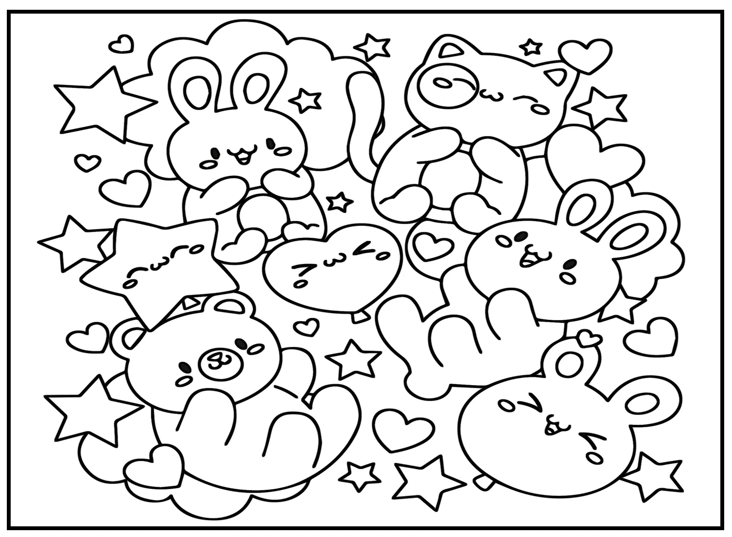 coloriage Animaux Kawaii pour enfant à imprimer 1