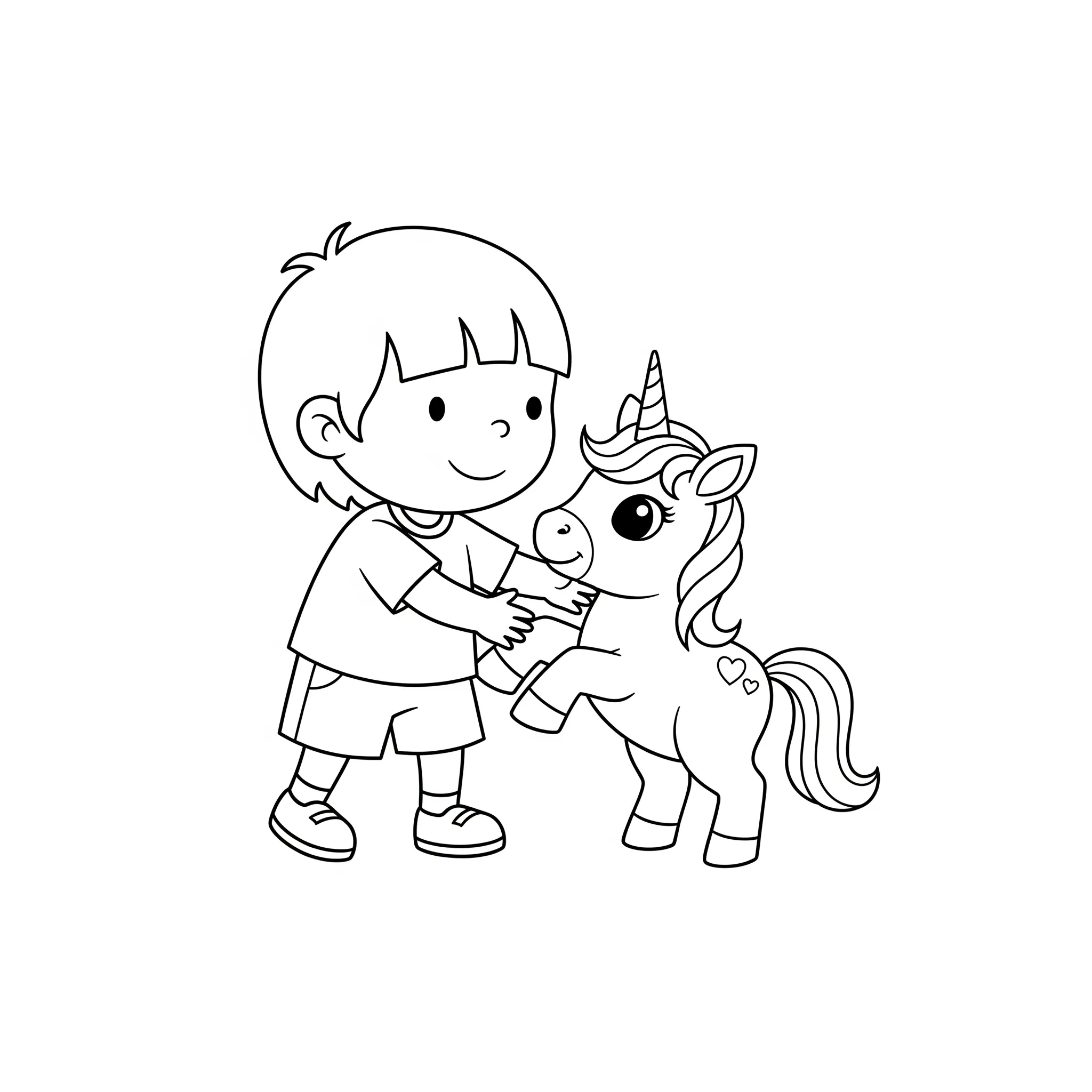 coloriage Bébé licorne jouant pour enfant de 7 ans