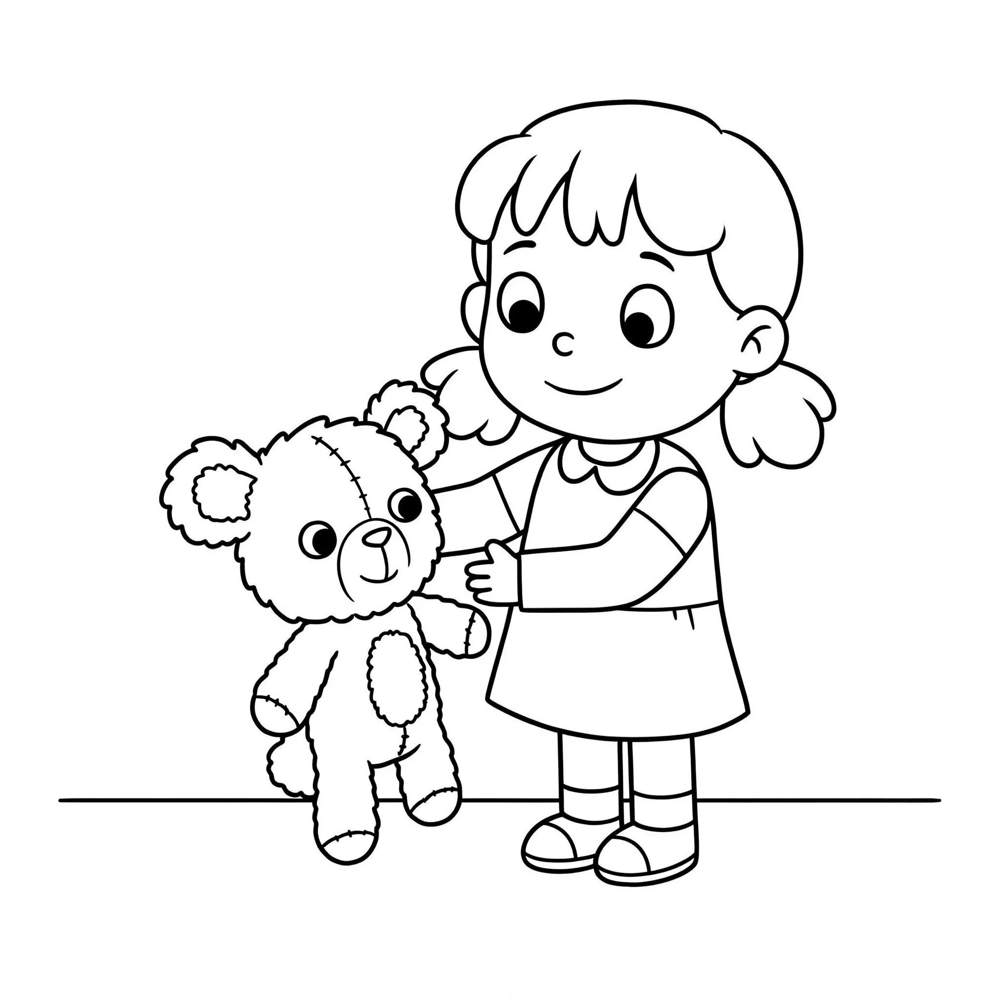 coloriage Bingo avec son doudou à imprimer pour enfant de 3 ans