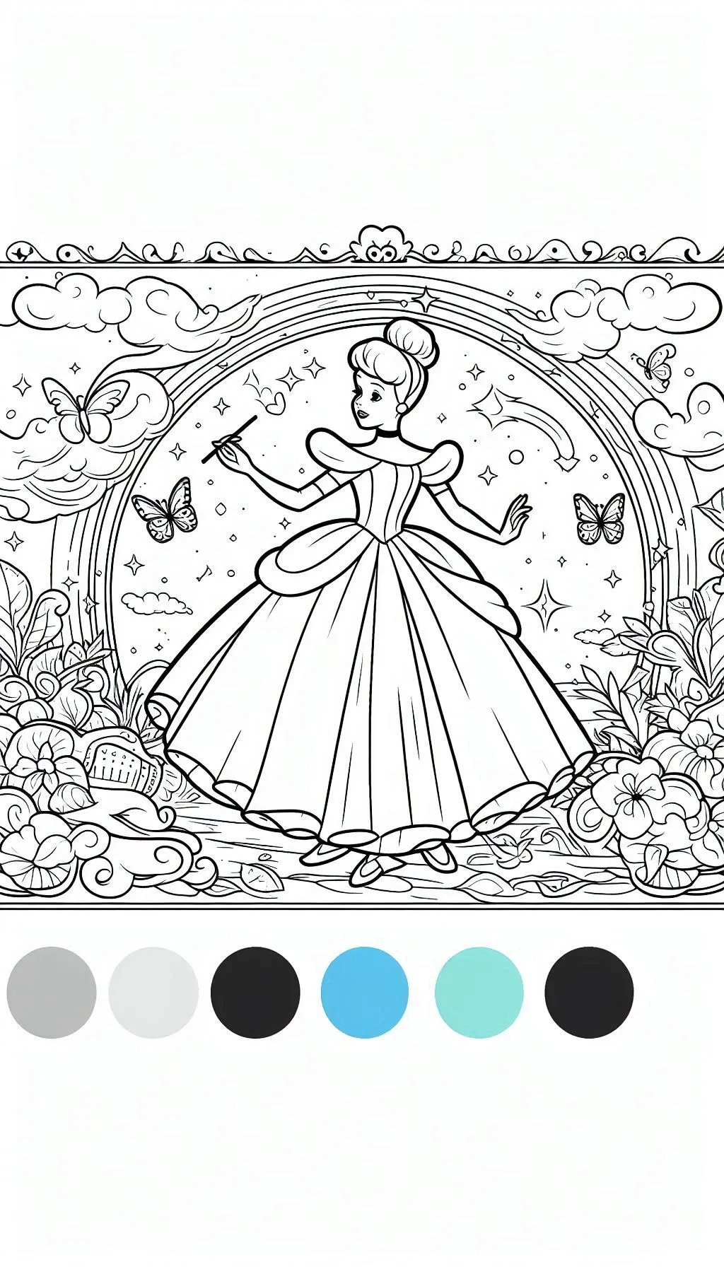 coloriage Cendrillon à imprimer pour enfants 1