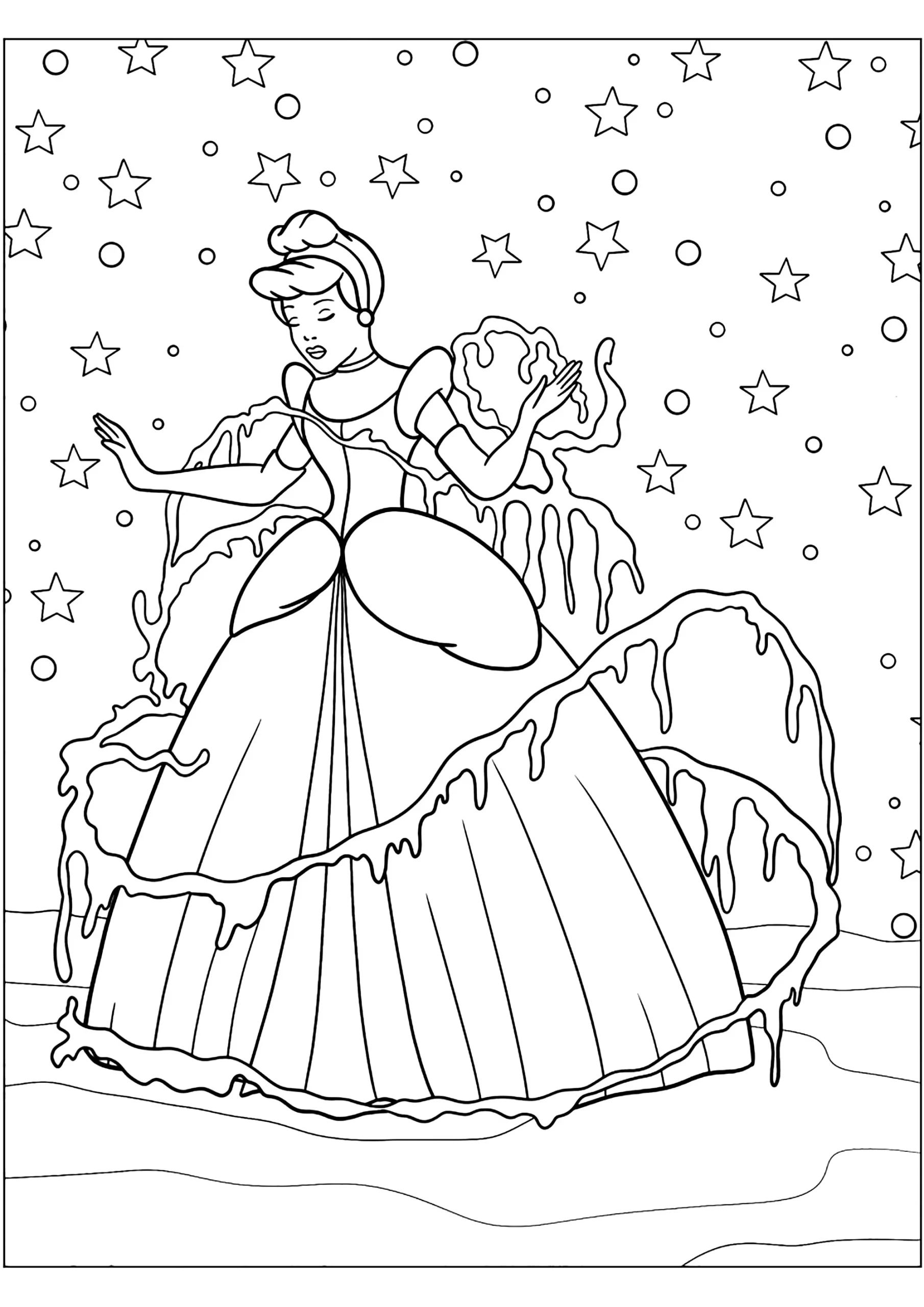 coloriage Cendrillon à imprimer pour enfant de 6 ans