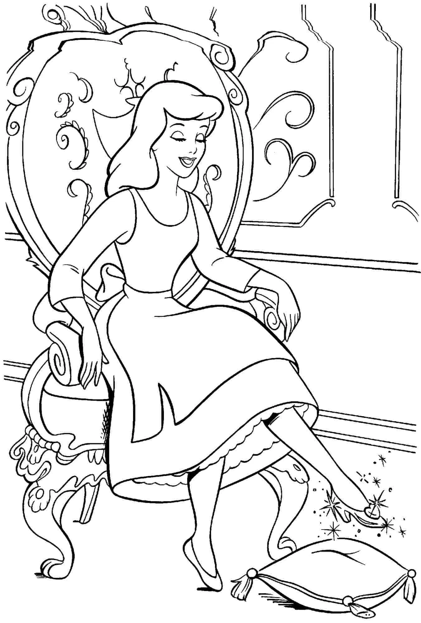 image de coloriage Cendrillon pour enfant