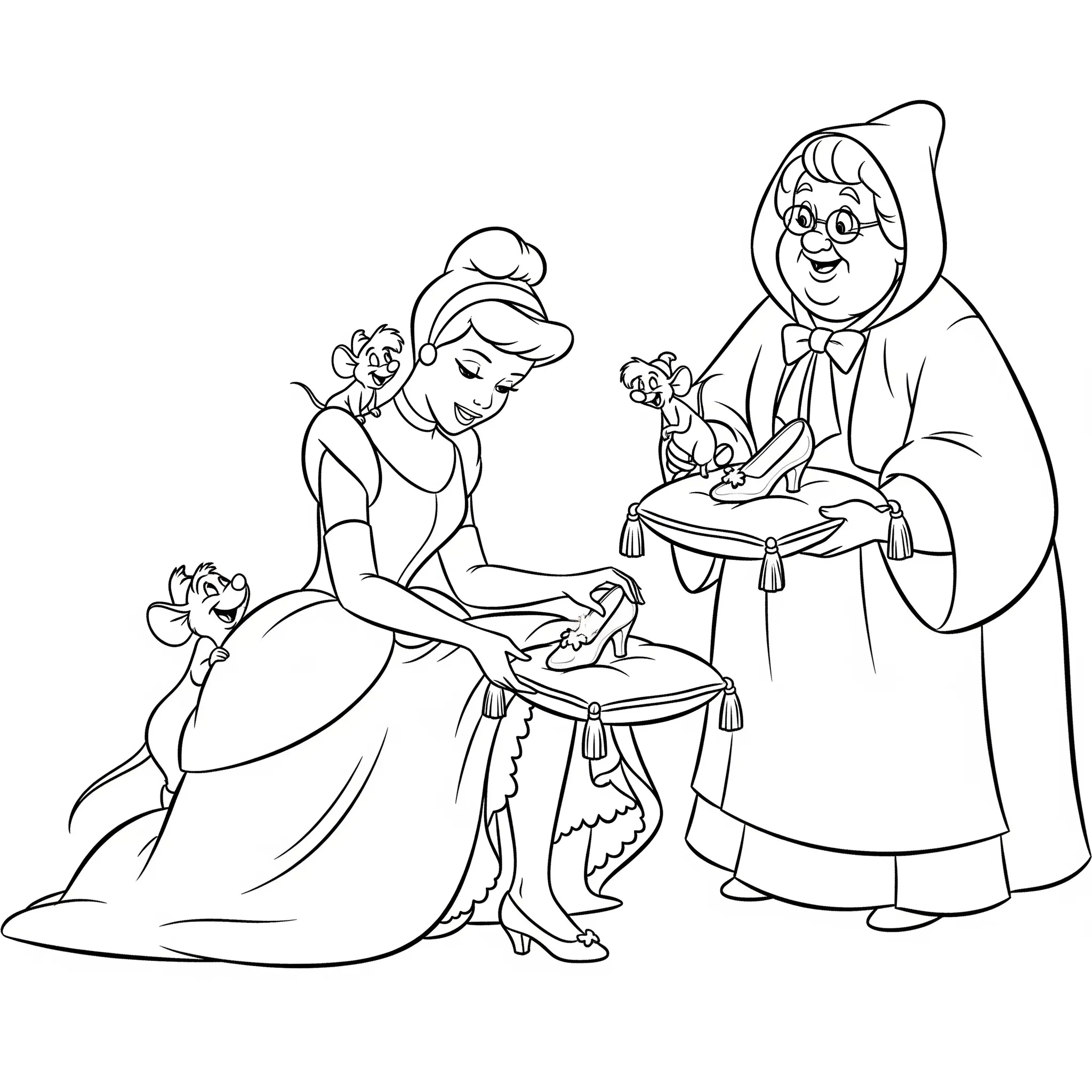 coloriage Cendrillon et la pantoufle de verre à imprimer pour enfant de 12 ans