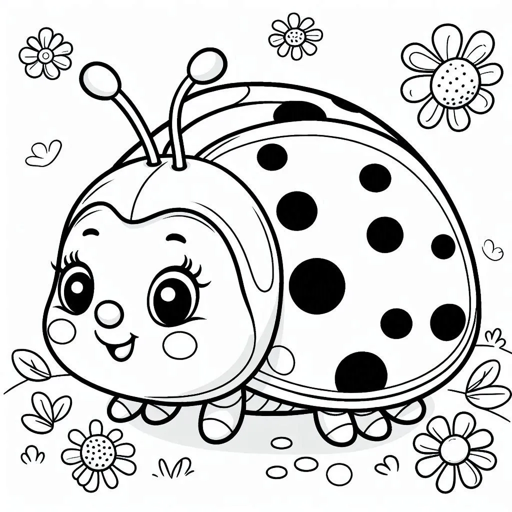 coloriage Coccinelle à imprimer pour enfant de 4 ans