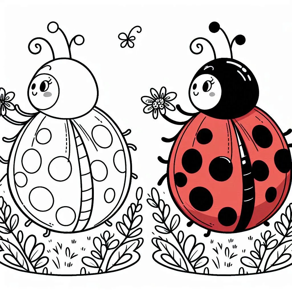 coloriage Coccinelle à imprimer pour enfant de 7 ans