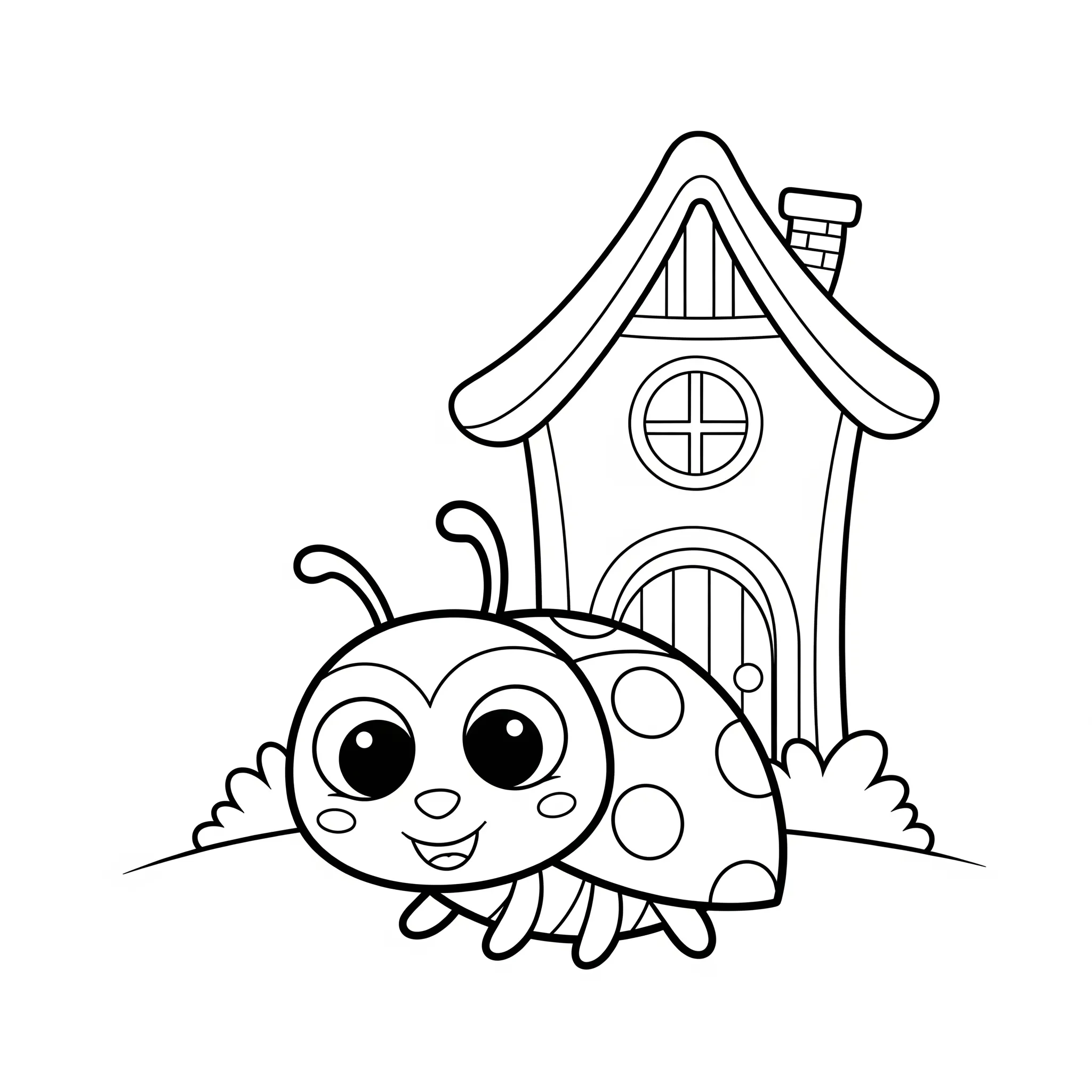 coloriage Coccinelle et sa Maison en ligne pour enfant