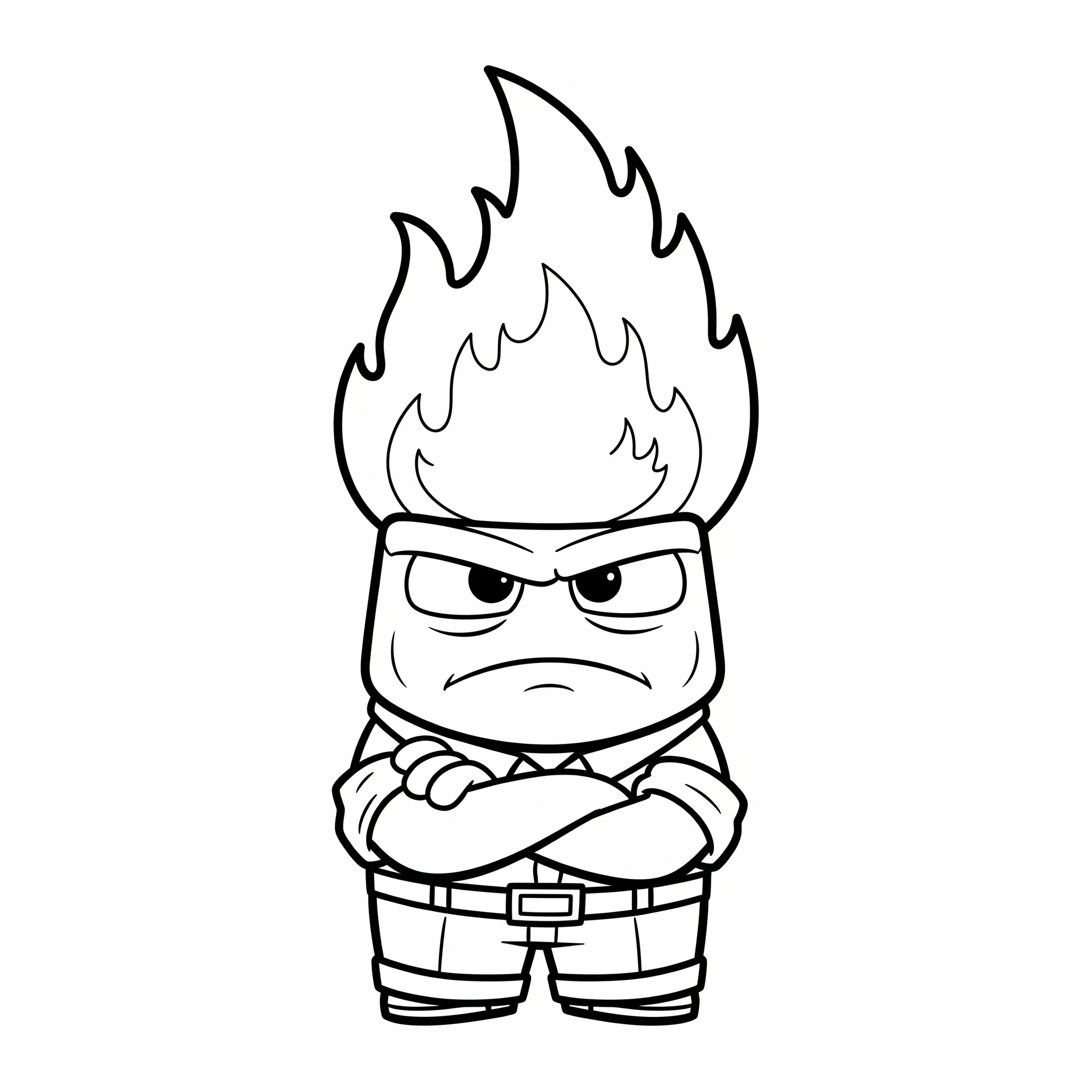coloriage Colère avec une flamme sur la tête a imprimer