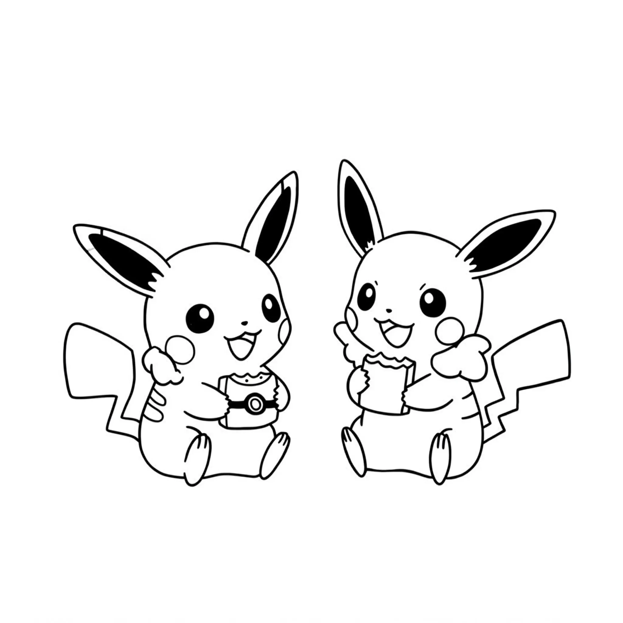 coloriage Deux amis Pokémon à imprimer pour enfant de 7 ans