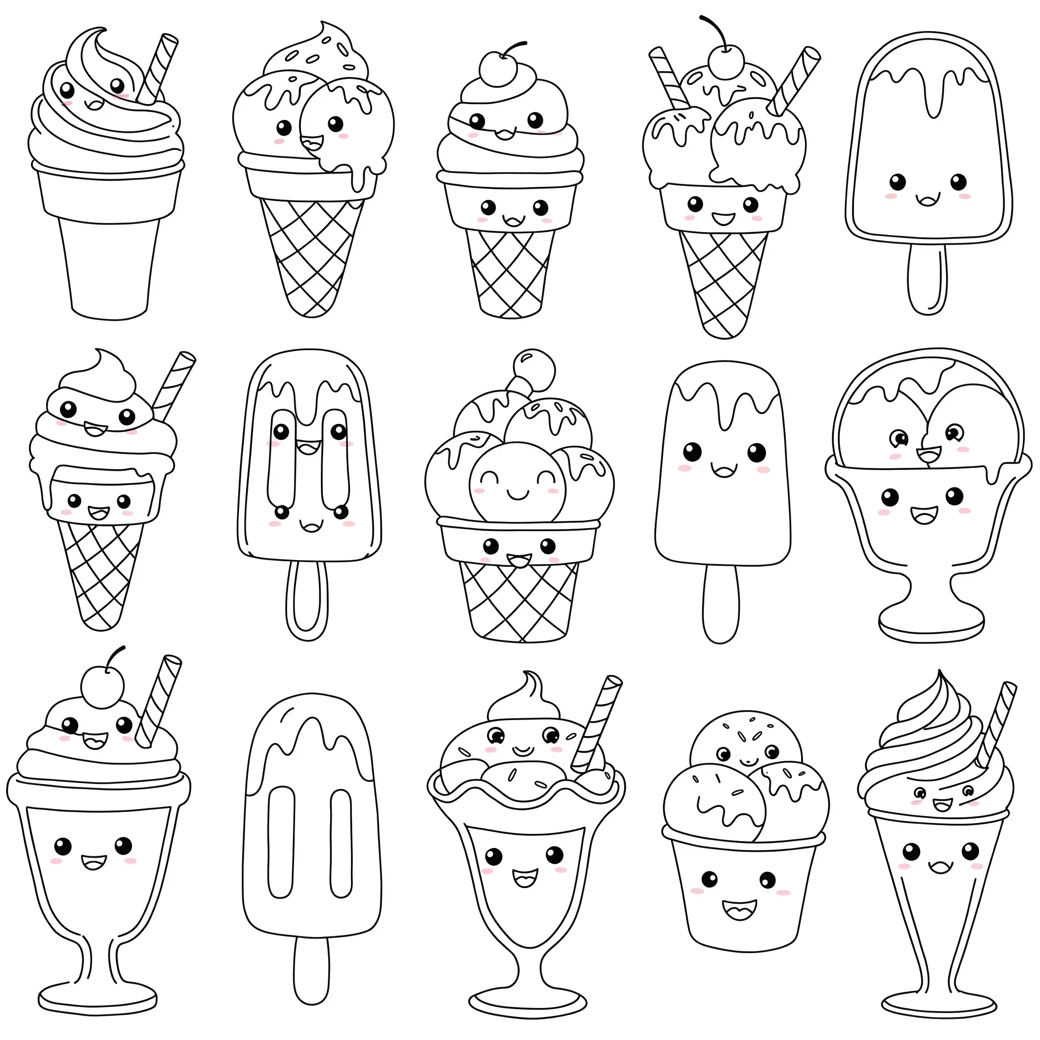 coloriage Différentes formes de glace à imprimer pour enfant de 2 ans