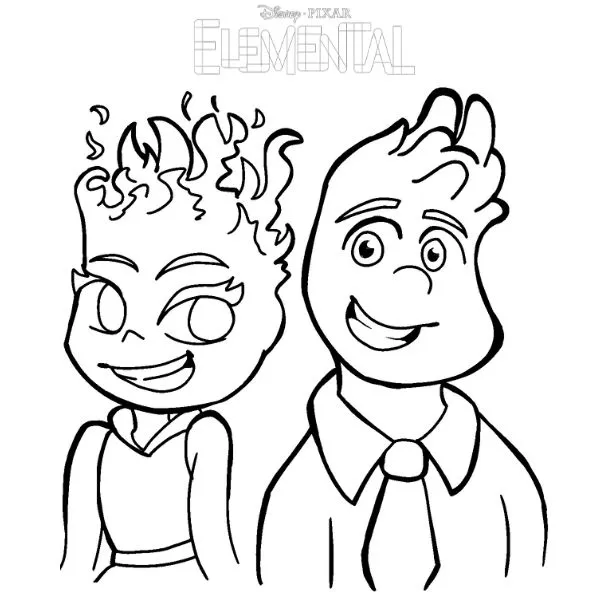 coloriage Elemental à imprimer kawaii