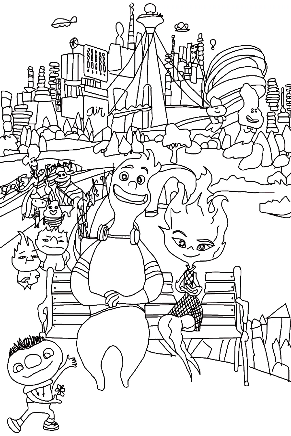 coloriage Elemental gratuit pour enfants