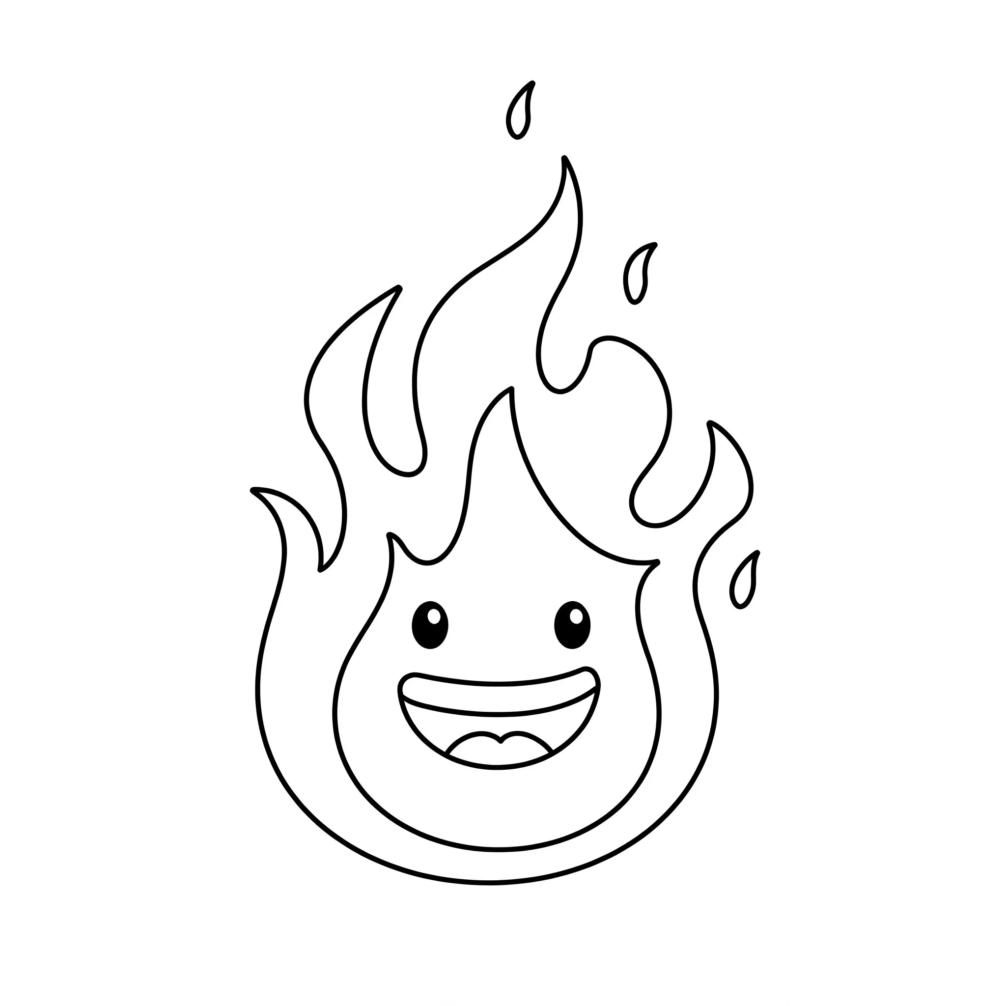 image de coloriage Flamme souriante pour enfant