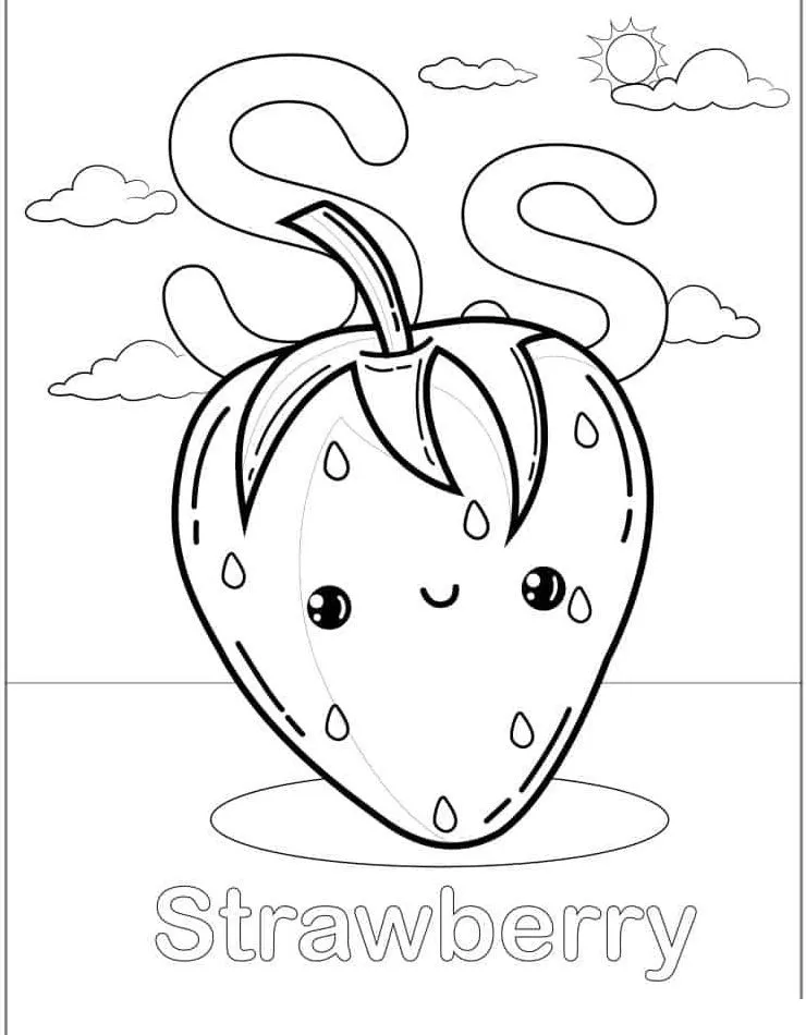 coloriage Fraise pour enfant de 7 ans