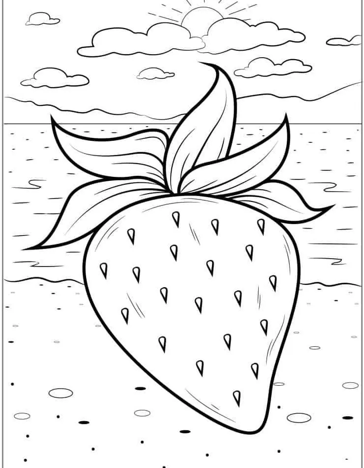 coloriage Fraise et decoupage