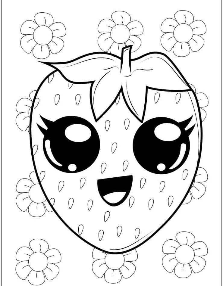 coloriage Fraise à imprimer pour enfants 2