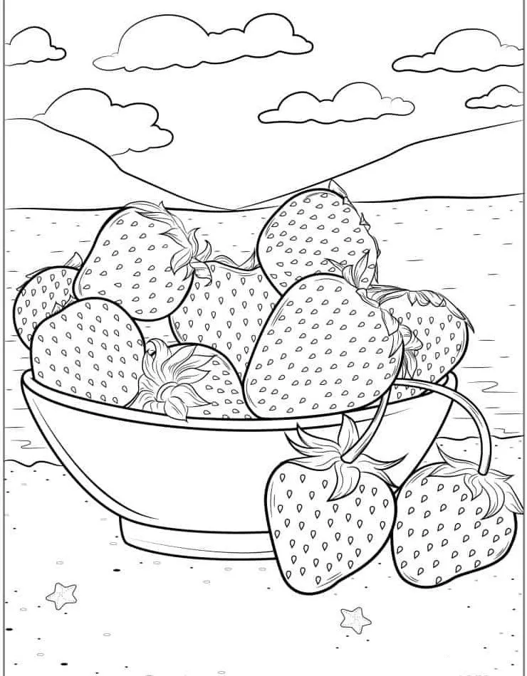 coloriage Fraise à imprimer pour enfant de 4 ans 1