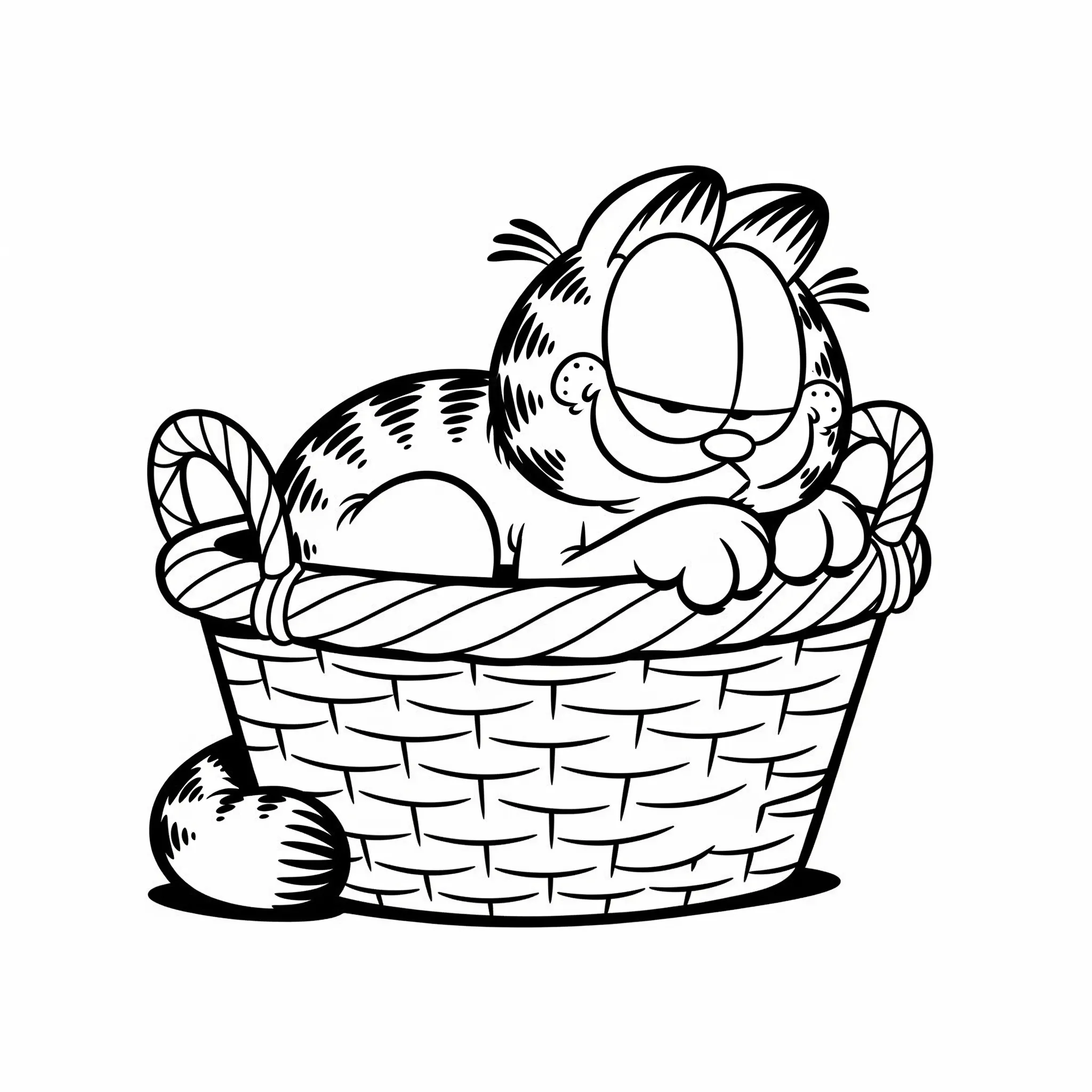 coloriage Garfield dans son Panier pour enfant de 3 ans