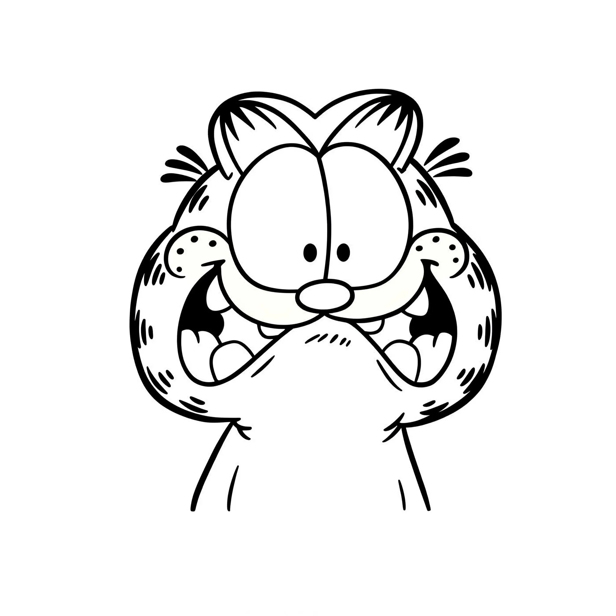 coloriage Garfield faisant la grimace gratuit pour enfants