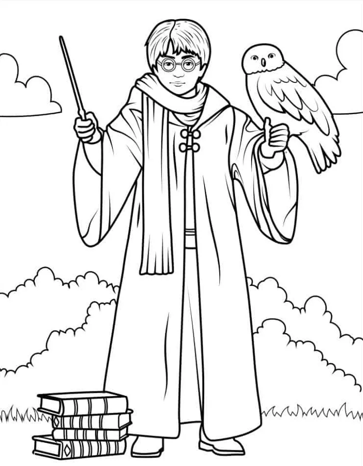 coloriage Harry Potter et apprentissage