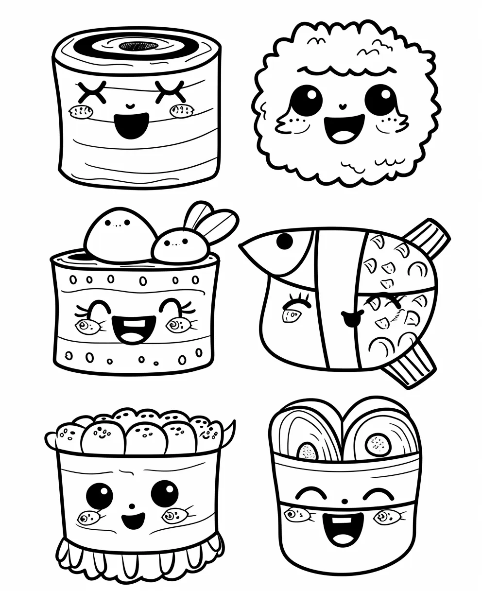 coloriage Kawaii Nourriture a colorier en ligne