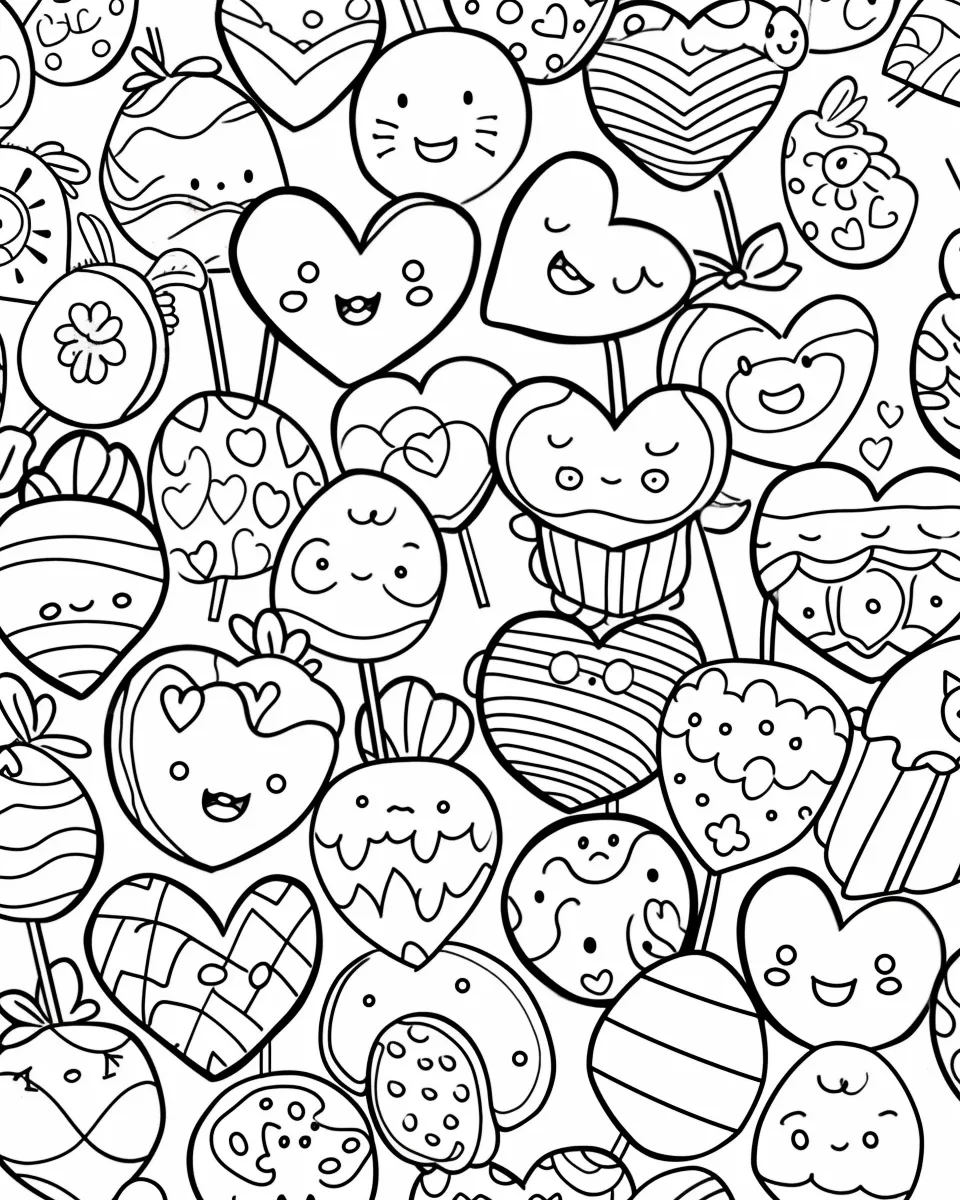 coloriage Kawaii Nourriture pour enfants à télécharger 1