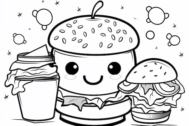 coloriage Kawaii Nourriture gratuit à imprimer