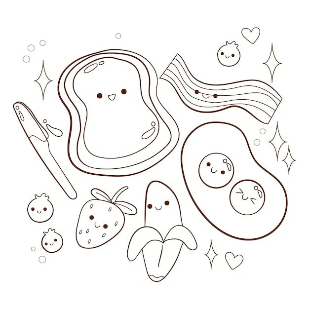 coloriage Kawaii Nourriture pour enfant