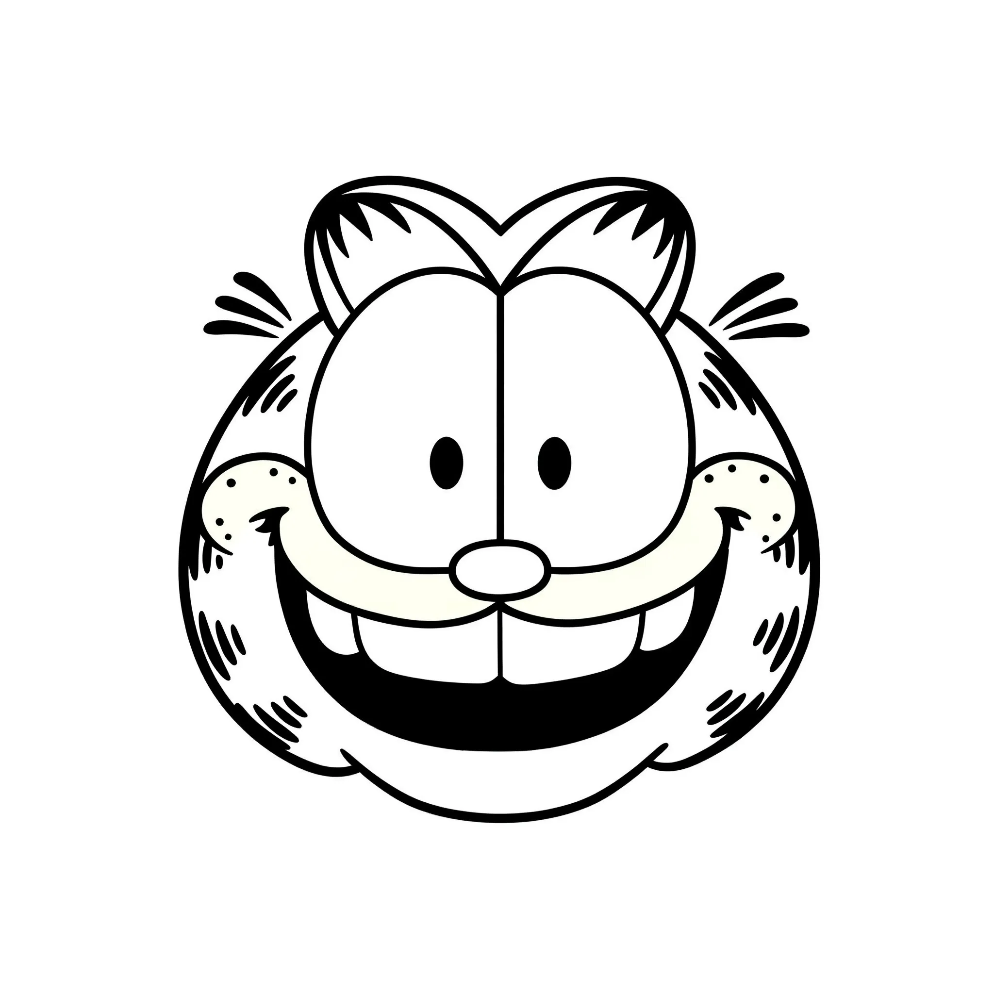 coloriage Le visage de Garfield avec un grand sourire à imprimer pdf