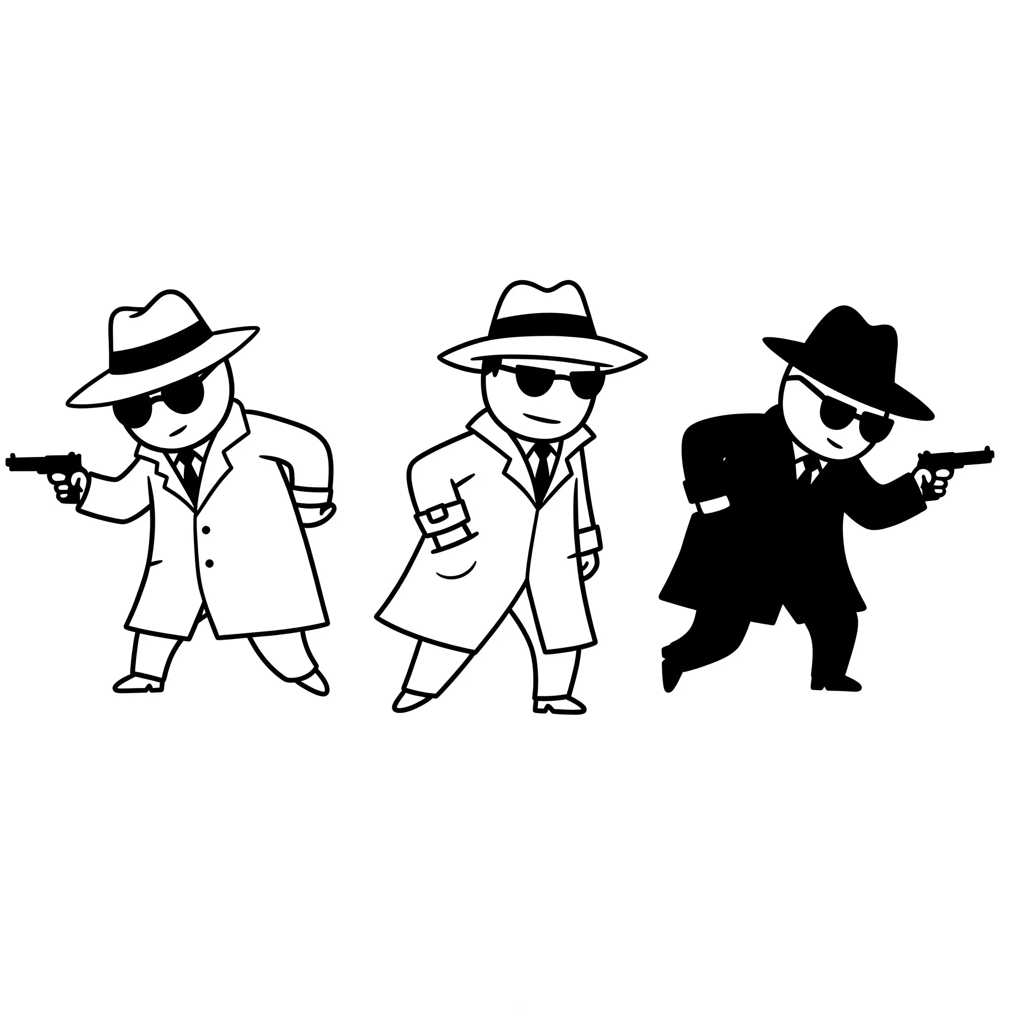 coloriage Les silhouettes des trois espionnes à imprimer pour enfant de 4 ans