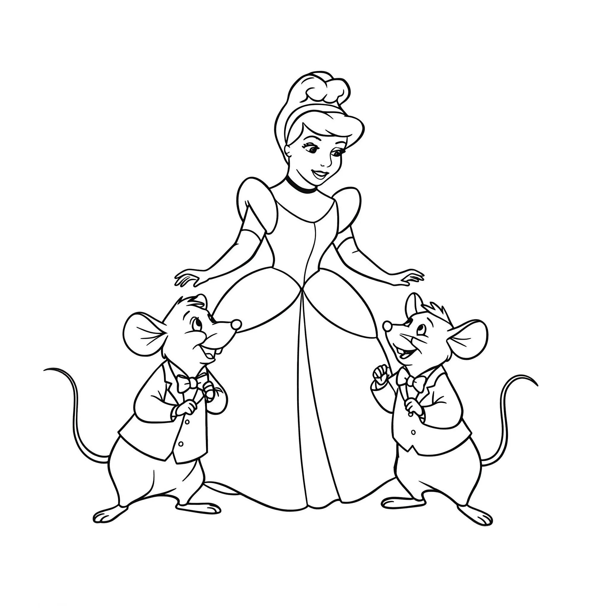 coloriage Les souris amies de Cendrillon à imprimer pour enfant de 6 ans