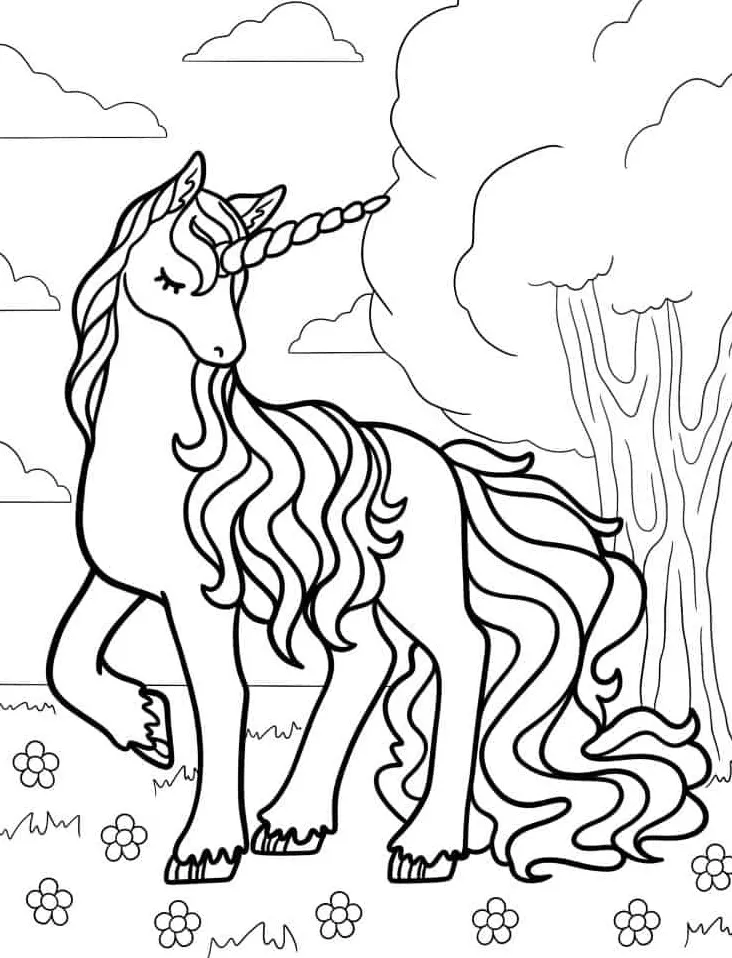 coloriage Licorne et découpage à imprimer