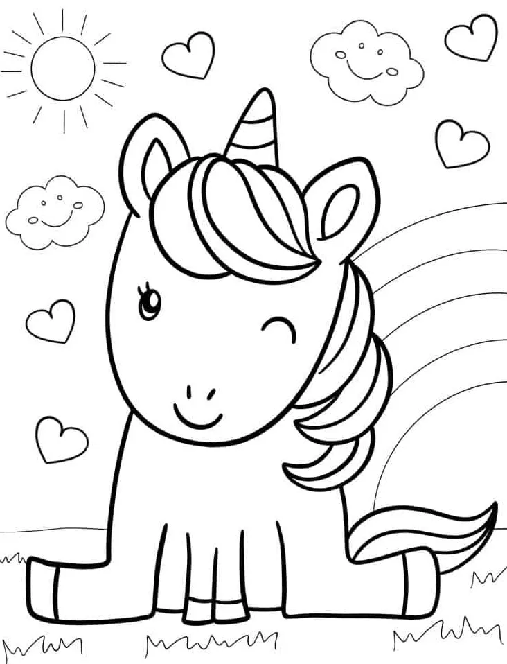 coloriage Licorne à imprimer pour enfant de 4 ans 2