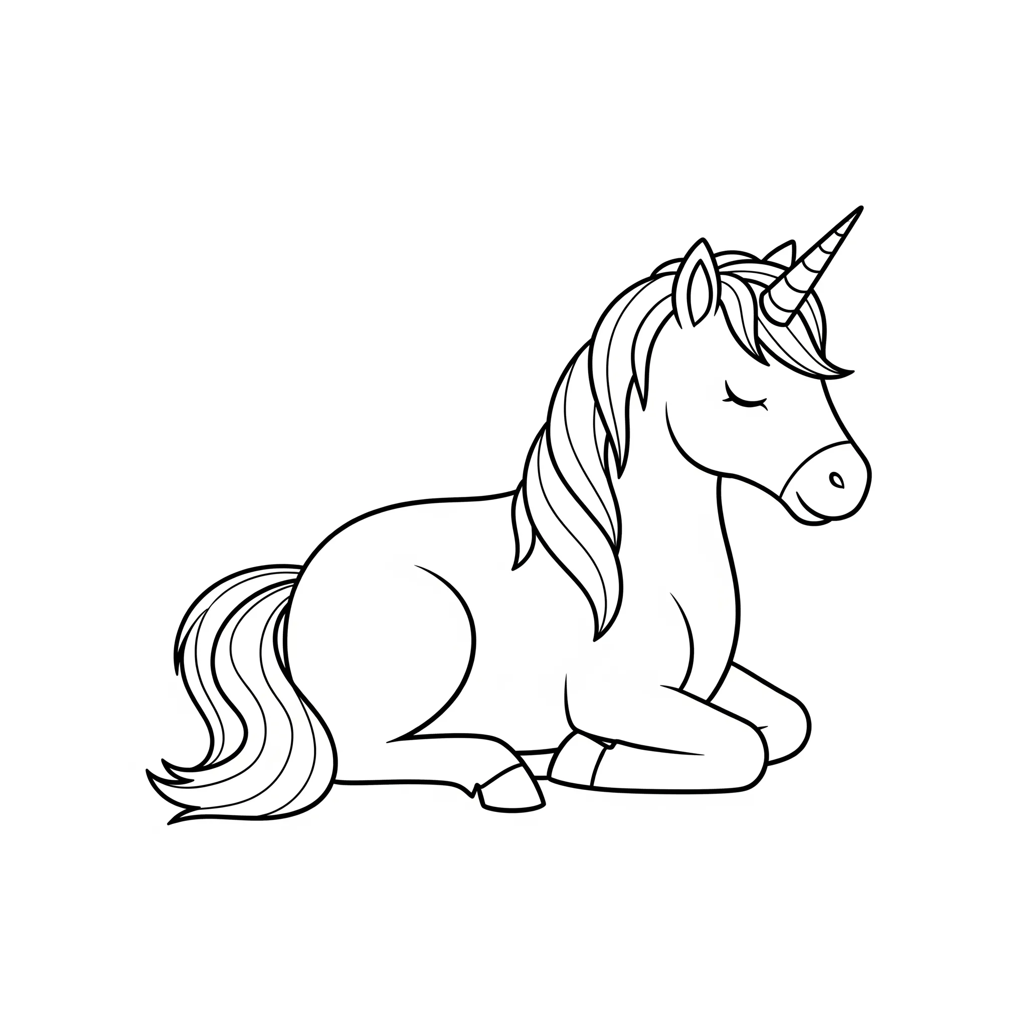 coloriage Licorne au repos pour enfant de 8 ans