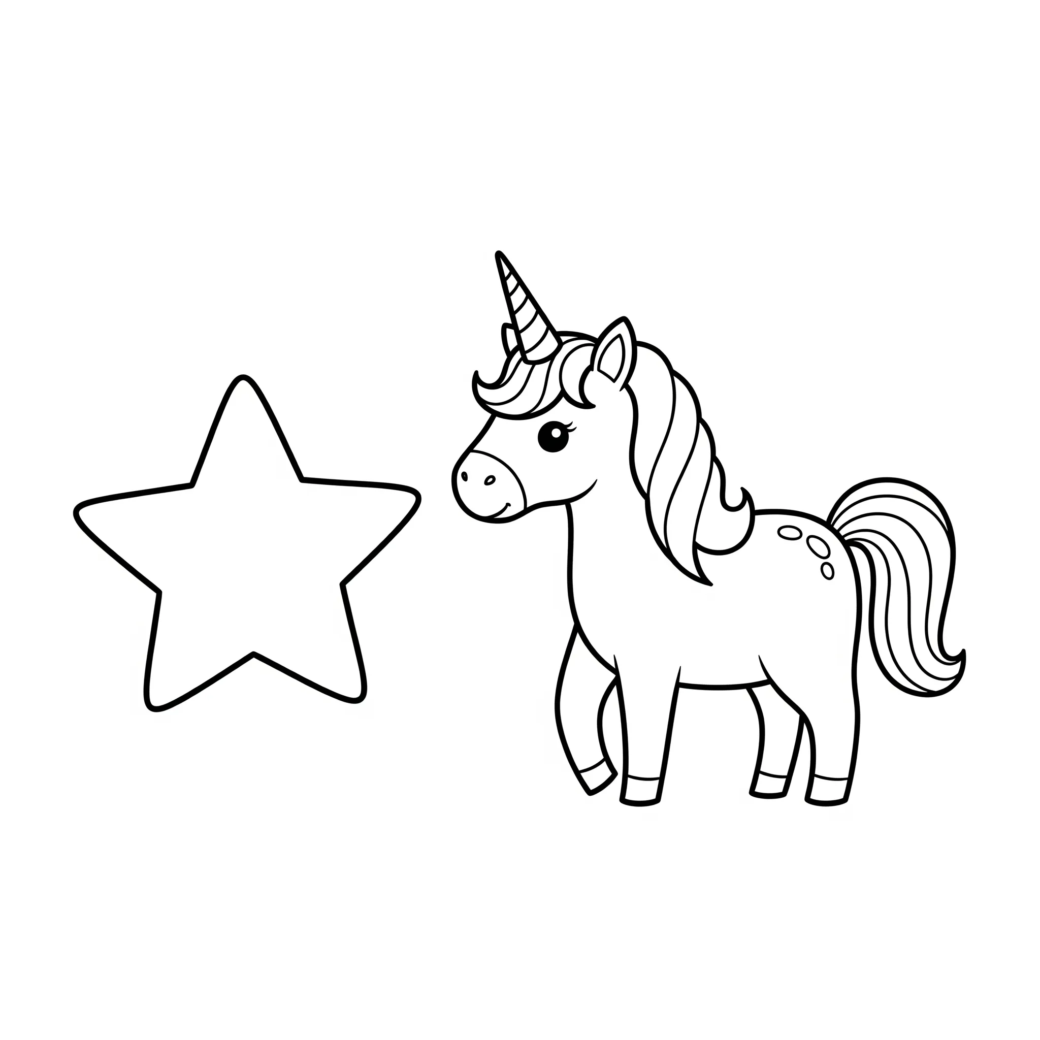 coloriage Licorne et étoile a dessiner en ligne