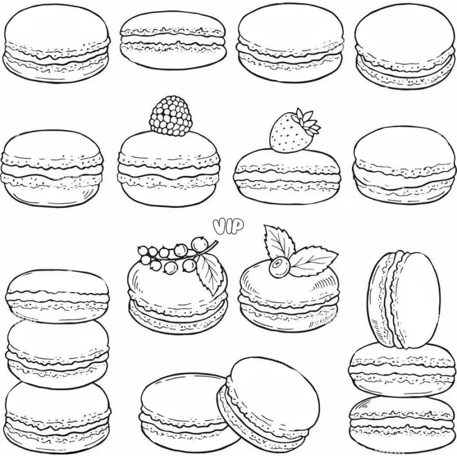 coloriage Macaron et découpage à imprimer