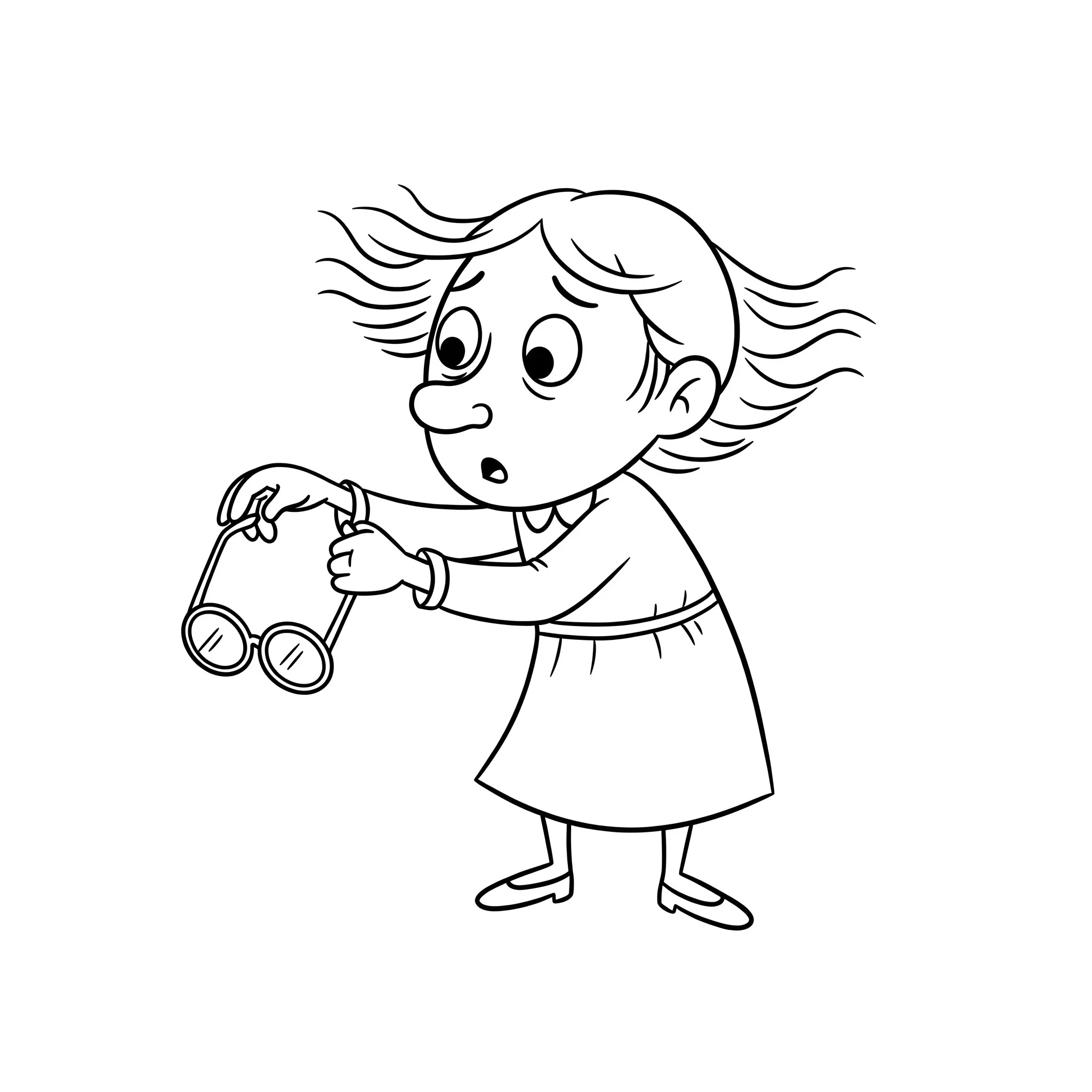 coloriage Madame Tête en l’air cherche ses lunettes a telecharger